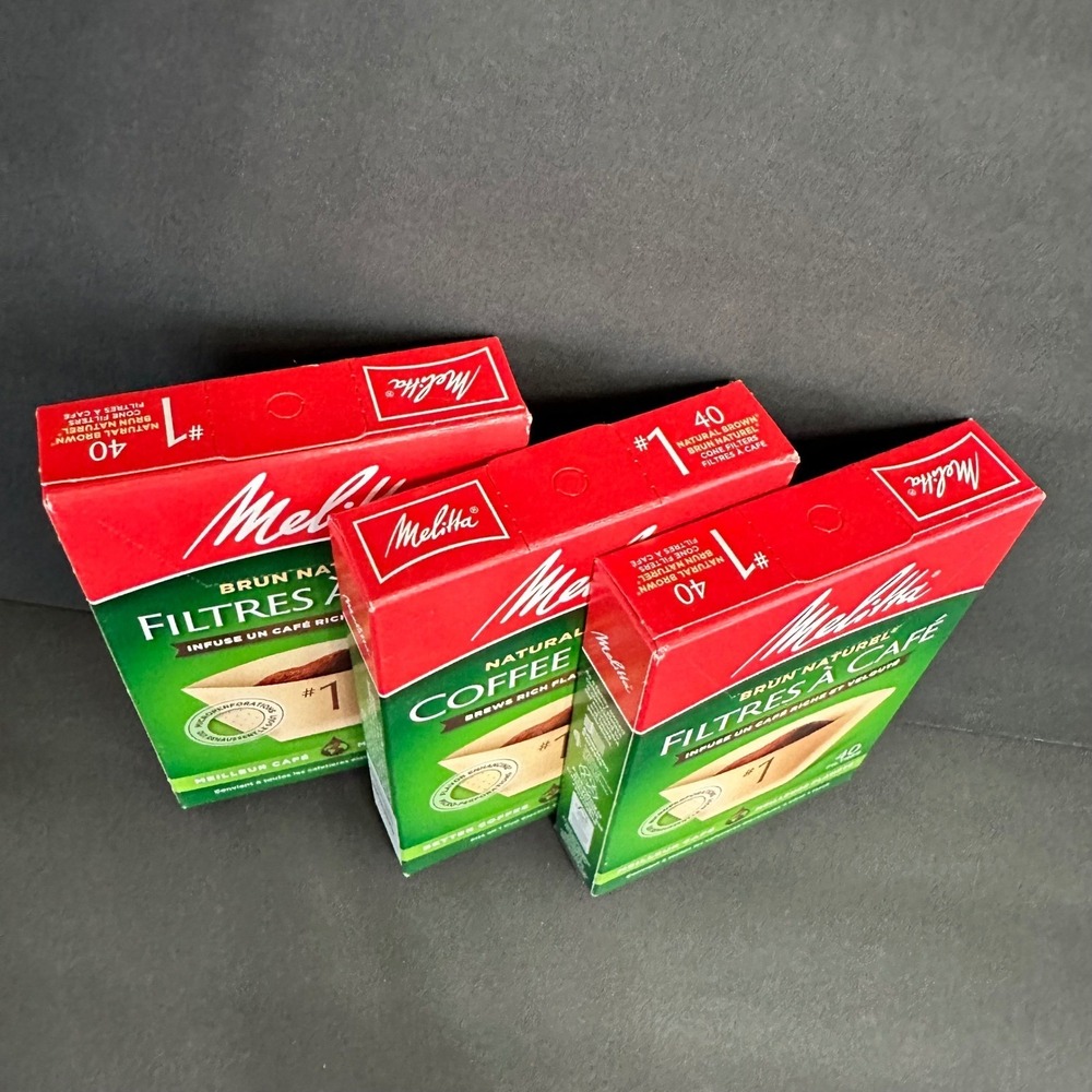 Melitta Coffee Filters #1 Natural Brown Cone 3 Pack 120 Count Total 62012 - Picture 3 of 5
